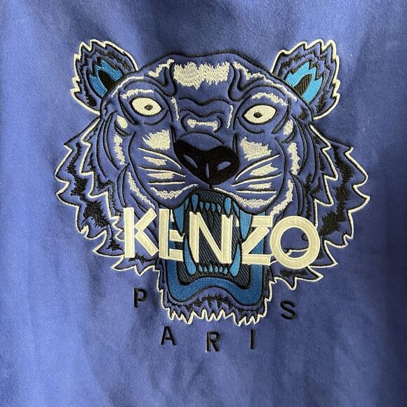 KENZO Sweater Womens Medium Embroidered Tiger Sweatshirt Jumper Blue Marine - Picture 3 of 12